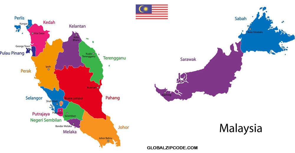 Malaysia zip code map